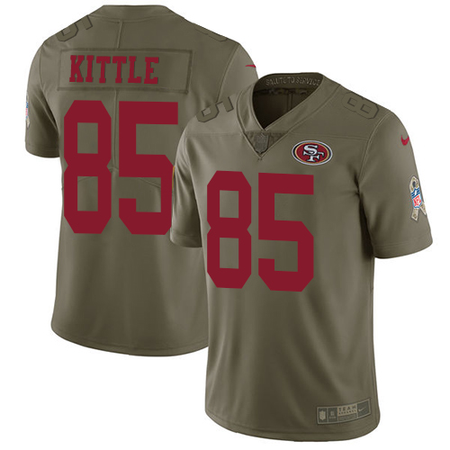 Nike 49ers #85 George Kittle Olive Men's Stitched NFL Limited Salute To Service Jersey - Click Image to Close